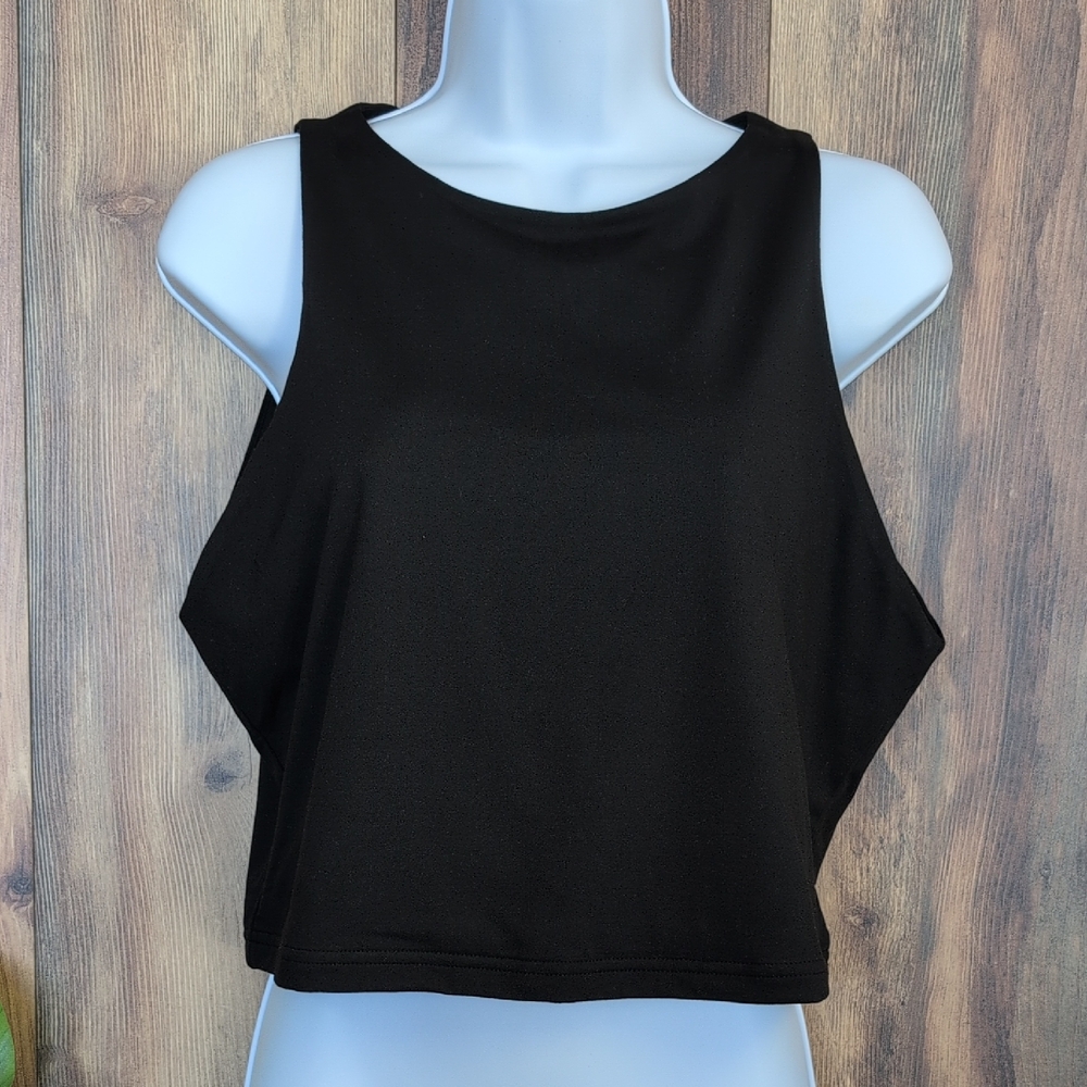 ReoRia Black Sleeveless Crop Fitted Tank Top NWT 2XL        W208 - Picture 2 of 7